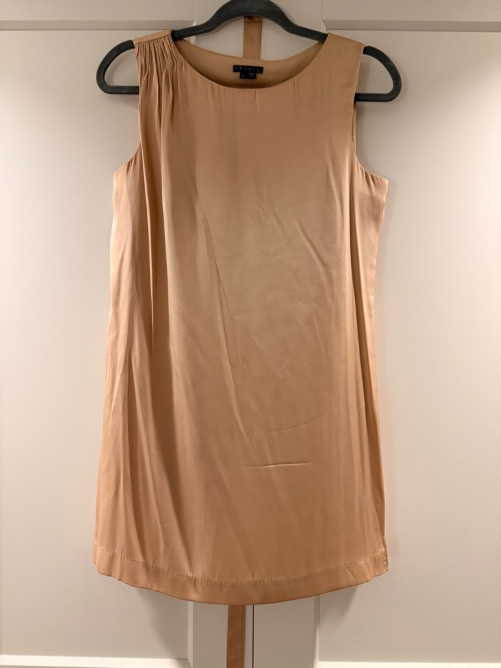 Theory Beige Sleeveless Mini Shift Dress